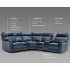 105 W Genuine Leather Power Sectional with Recliner Sofa Set with Triple Power, Single Console, USB&USB-C Ports
