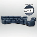 105 W Genuine Leather Power Sectional with Recliner Sofa Set with Triple Power, Single Console, USB&USB-C Ports