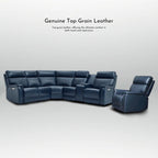 105 W Genuine Leather Power Sectional with Recliner Sofa Set with Triple Power, Single Console, USB&USB-C Ports