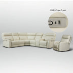 105 W Genuine Leather Power Sectional with Recliner Sofa Set with Triple Power, Single Console, USB&USB-C Ports