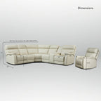 105 W Genuine Leather Power Sectional with Recliner Sofa Set with Triple Power, Single Console, USB&USB-C Ports