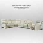 105 W Genuine Leather Power Sectional with Recliner Sofa Set with Triple Power, Single Console, USB&USB-C Ports