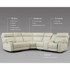 105 W Genuine Leather Power Sectional with Recliner Sofa Set with Triple Power, Single Console, USB&USB-C Ports