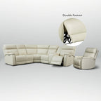 105 W Genuine Leather Power Sectional with Recliner Sofa Set with Triple Power, Single Console, USB&USB-C Ports