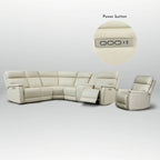 105 W Genuine Leather Power Sectional with Recliner Sofa Set with Triple Power, Single Console, USB&USB-C Ports