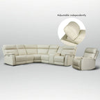 105 W Genuine Leather Power Sectional with Recliner Sofa Set with Triple Power, Single Console, USB&USB-C Ports