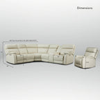 105 W Genuine Leather Power Sectional with Recliner Sofa Set with Triple Power, Single Console, USB&USB-C Ports