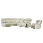 105 W Genuine Leather Power Sectional with Recliner Sofa Set with Triple Power, Single Console, USB&USB-C Ports