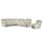 105 W Genuine Leather Power Sectional with Recliner Sofa Set with Triple Power, Single Console, USB&USB-C Ports