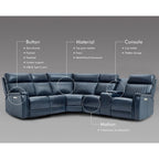 105 W Genuine Leather Power Sectional with Recliner Sofa Set with Triple Power, Single Console, USB&USB-C Ports