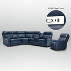 105 W Genuine Leather Power Sectional with Recliner Sofa Set with Triple Power, Single Console, USB&USB-C Ports