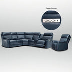 105 W Genuine Leather Power Sectional with Recliner Sofa Set with Triple Power, Single Console, USB&USB-C Ports