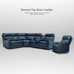 105 W Genuine Leather Power Sectional with Recliner Sofa Set with Triple Power, Single Console, USB&USB-C Ports