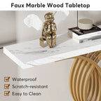 40 Modern Console Table, Faux Marble Entryway Hallway Table for Foyer