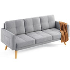 67 Sofa Couch with Soft Armrest Small Sofa Seat with 3 Comfy Pillows3-Seater Couch for Livingroom