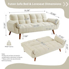 75.39 IN. Futon Sofa Bed, Convertible Upholstered Couch Sleeper with Reclining Sleeper Split Tufted Back