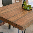 6-Piece Industrial Dining Set with Rectangular Table & Linen Chairs