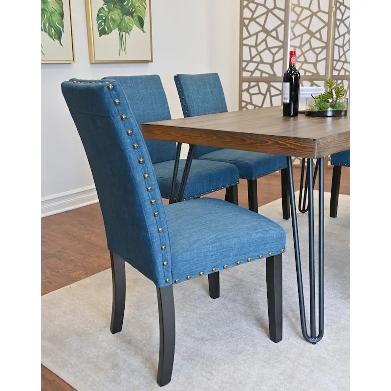 6-Piece Industrial Dining Set with Rectangular Table & Linen Chairs