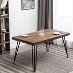 6-Piece Industrial Dining Set with Rectangular Table & Linen Chairs