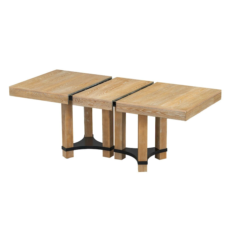 7-Piece Rustic Dining Set with Extendable Table & 6 Chairs