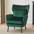 Velvet Wingback Accent Chair with Metal Legs - Single Seat (32")