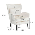 Velvet Wingback Accent Chair with Metal Legs - Single Seat (32")