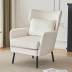 Velvet Wingback Accent Chair with Metal Legs - Single Seat (32")