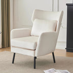 Velvet Wingback Accent Chair with Metal Legs - Single Seat (32")