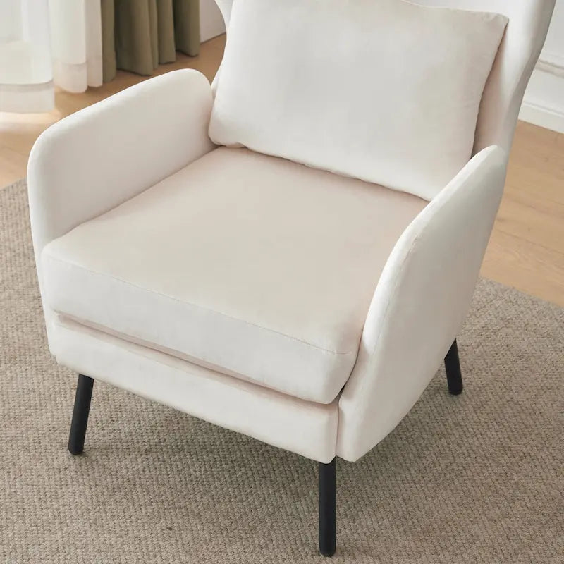 Velvet Wingback Accent Chair with Metal Legs - Single Seat (32")