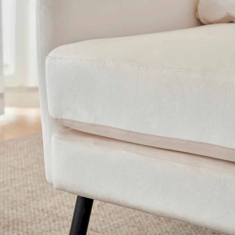 Velvet Wingback Accent Chair with Metal Legs - Single Seat (32")