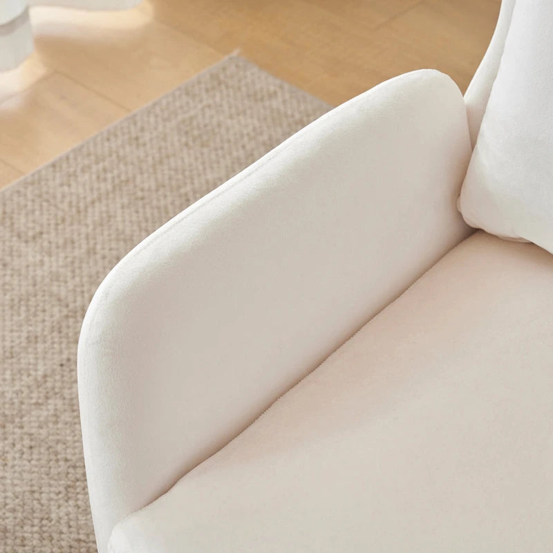 Velvet Wingback Accent Chair with Metal Legs - Single Seat (32")