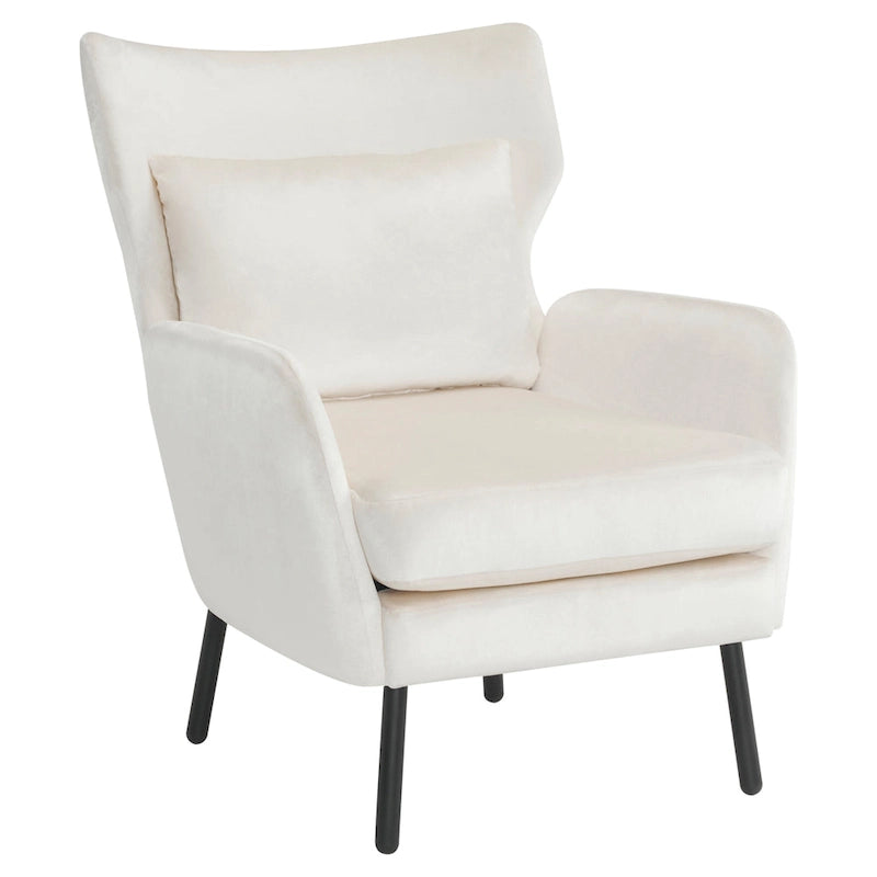 Velvet Wingback Accent Chair with Metal Legs - Single Seat (32")