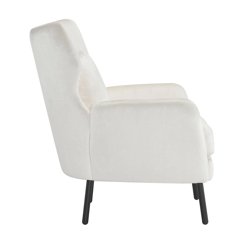 Velvet Wingback Accent Chair with Metal Legs - Single Seat (32")