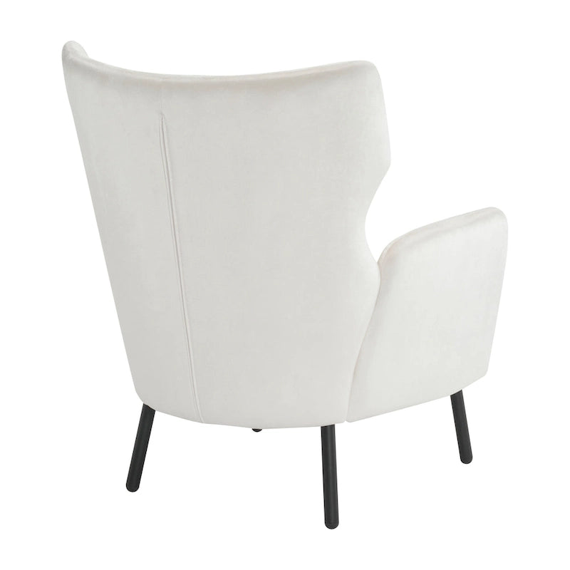 Velvet Wingback Accent Chair with Metal Legs - Single Seat (32")