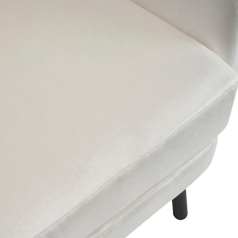 Velvet Wingback Accent Chair with Metal Legs - Single Seat (32")