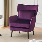Velvet Wingback Accent Chair with Metal Legs - Single Seat (32")
