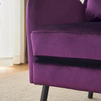 Velvet Wingback Accent Chair with Metal Legs - Single Seat (32")