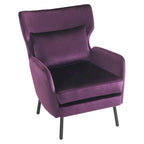 Velvet Wingback Accent Chair with Metal Legs - Single Seat (32")