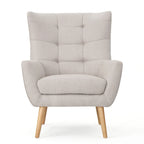 Modern 32.5 High Back Upholstered Button Tufted Wingback Chair with Rubber Wood Legs