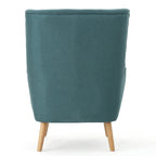 Modern 32.5 High Back Upholstered Button Tufted Wingback Chair with Rubber Wood Legs