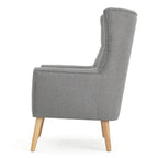 Modern 32.5 High Back Upholstered Button Tufted Wingback Chair with Rubber Wood Legs