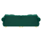Green Velvet 3-seater Sofa with Spring-Wrapped Cushions
