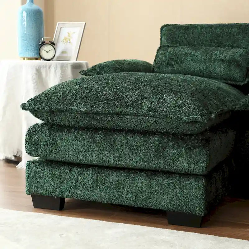 110.63 Modern U-Shaped Chenille 4 Seater Sectional Sofa with Double Cushions, 2 Chaise and High-Density Foam