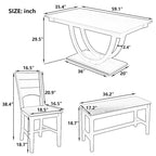 6-Piece Wooden Dining Table Set with Rectangular Table & 4 Chairs