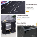 Black Marble Pattern Dining Set - 5 Piece with 4 PU Chairs (63")