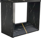 Black Marble Pattern Dining Set - 5 Piece with 4 PU Chairs (63")