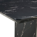 Black Marble Pattern Dining Set - 5 Piece with 4 PU Chairs (63")