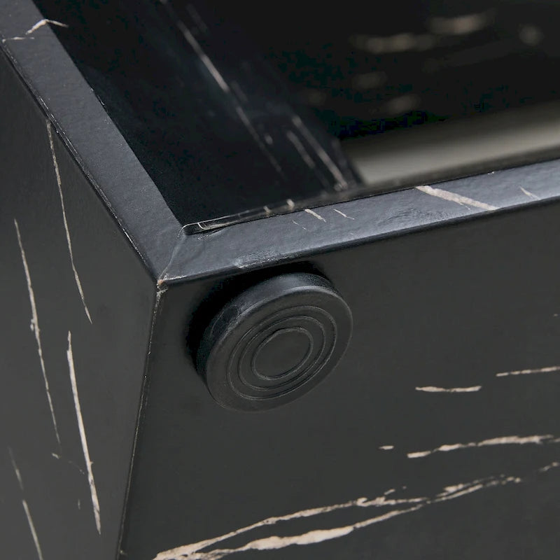 Black Marble Pattern Dining Set - 5 Piece with 4 PU Chairs (63")