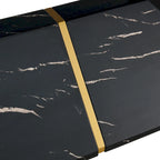 Black Marble Pattern Dining Set - 5 Piece with 4 PU Chairs (63")