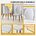 Black Marble Pattern Dining Set - 5 Piece with 4 PU Chairs (63")